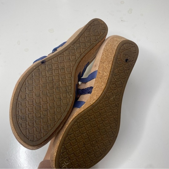 Ugg Maddie Leather Cork Wedge Sandals Blue 8.5 - Picture 4 of 5